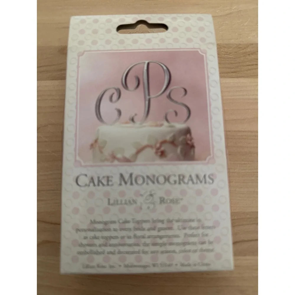 Lillian Rose Silver Cake Monogram Letter O Wedding Topper Brushed Metal Script